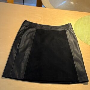 LOFT Black faux Leather and Suede Panel Skirt size 6